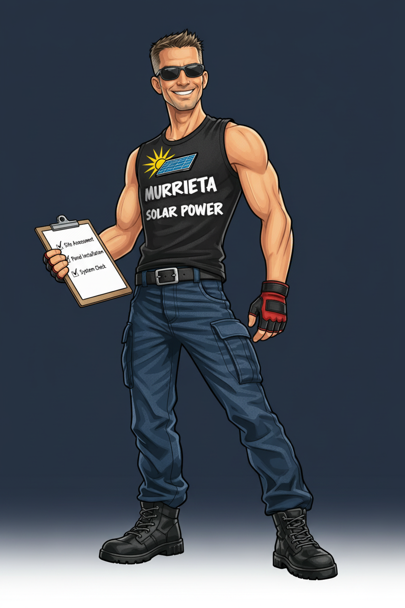 Murrieta Solar Power mascot with clipboard