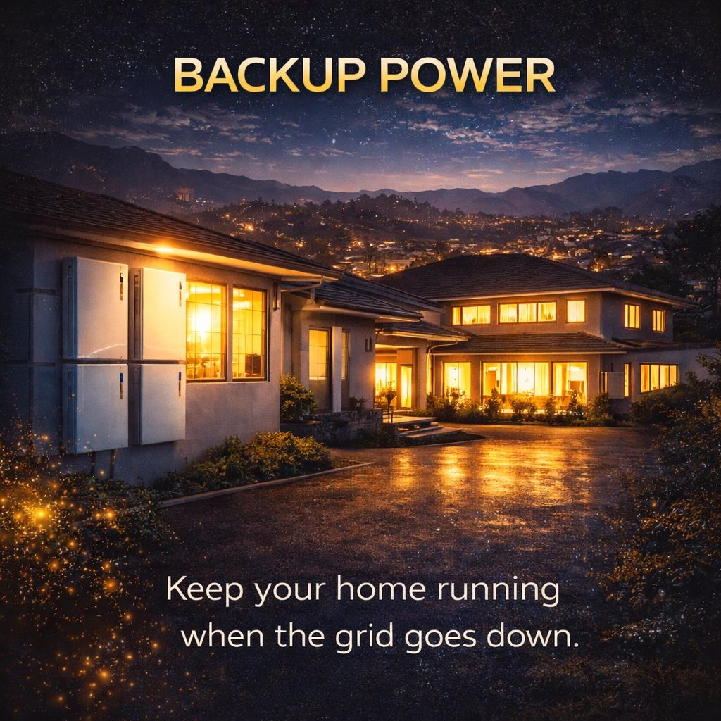 California home illuminated at night with dependable backup power