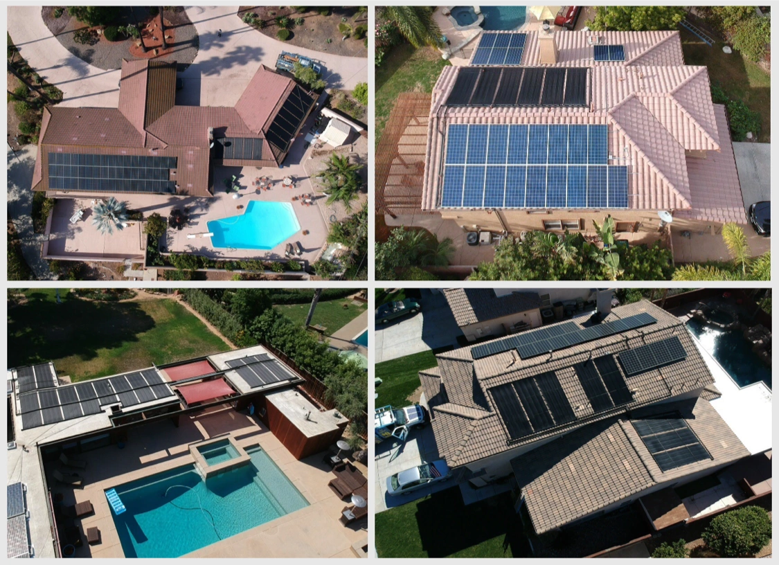 Solar electric and pool heating installations
